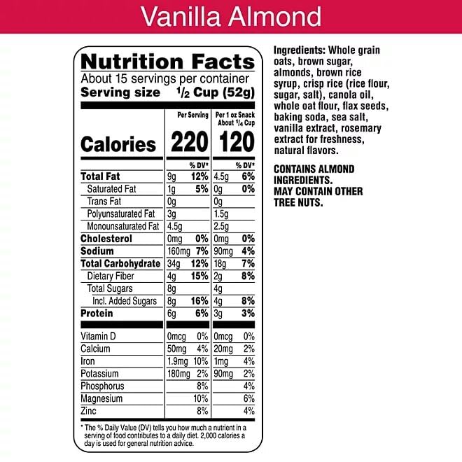 evsemo Bear Naked Granola Cereal, Vanilla Almond (28 oz, 2 pk)