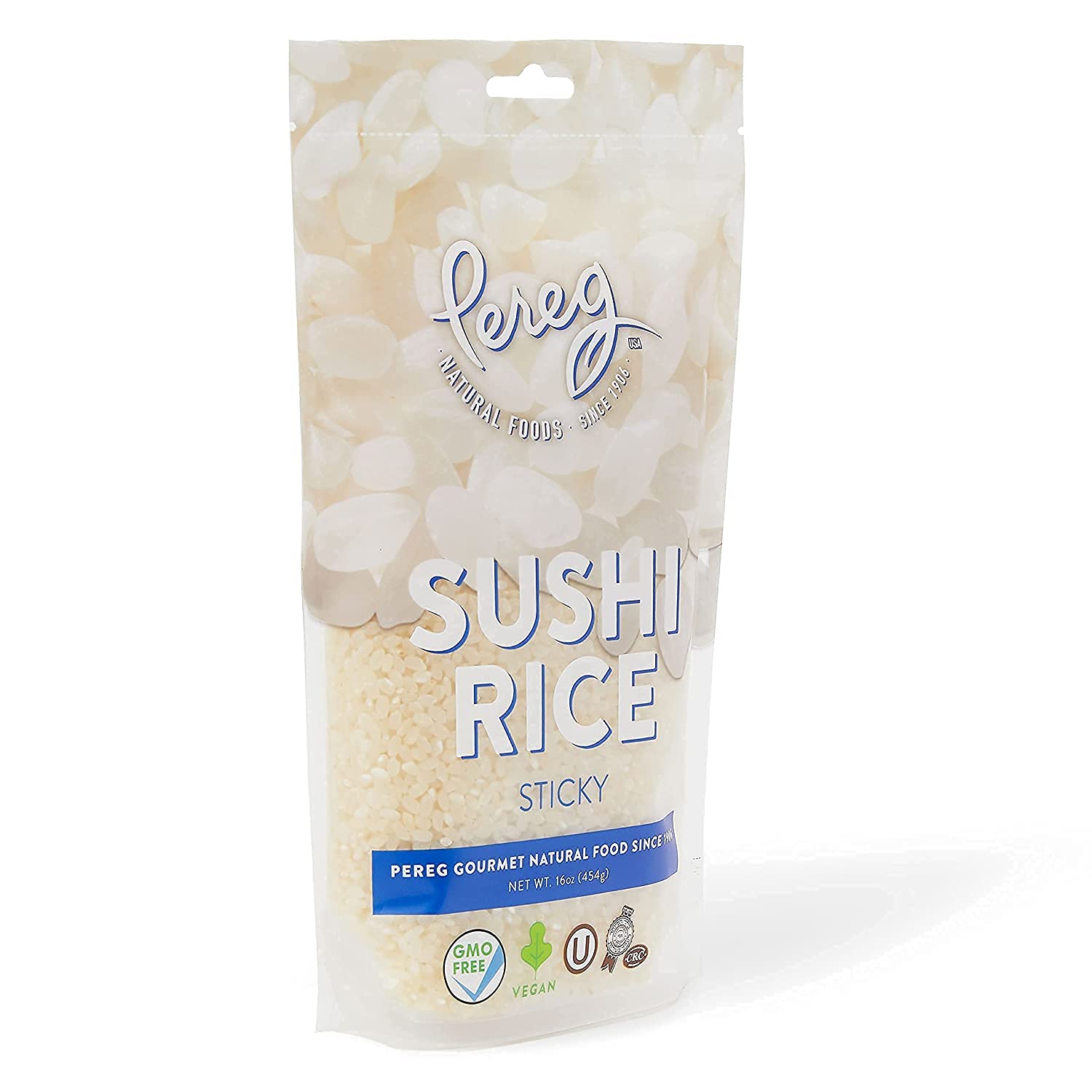 Sushi Rice (16 Oz/Bag x 6 Pack) - White Sticky Short Grain - Vegan, Non-GMO, Made In USA, Sushi, Rice Ball, And Everyday Japanese Dishes - Resealable Packaging