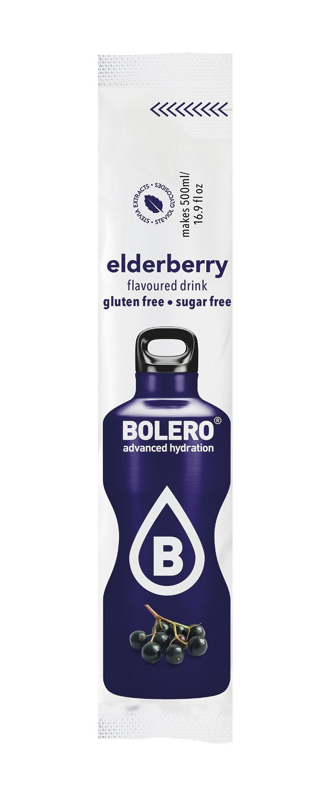 Bolero- Sugar Free Drink Mix Packets Elderberry Fruit Flavors | Powdered Flavored Water Packets | 36 Singles Sticks On The Go Packets