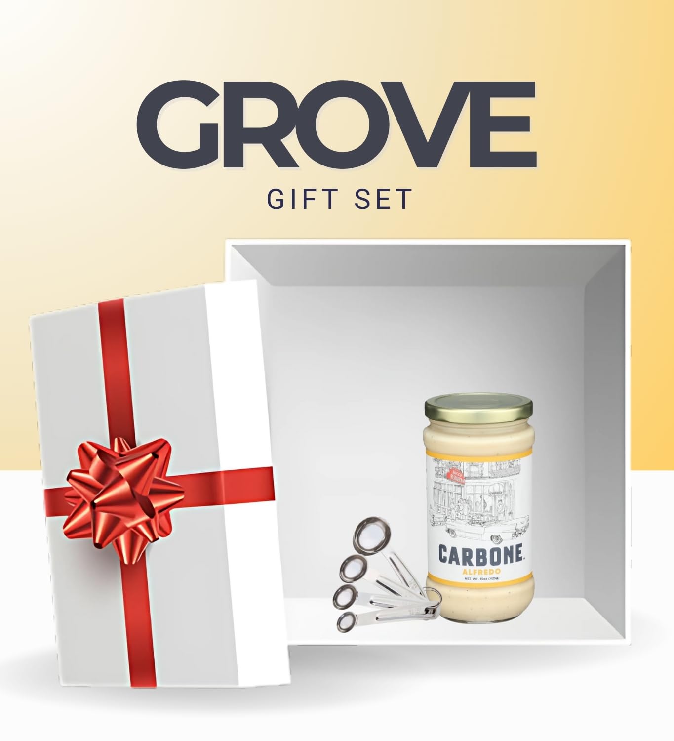 Carbone Alfredo Pasta Sauce (15 OZ.) Bundle with Measuring Spoon for Creamy Pasta Preparation and Controlled Serving - Gift Set (2 Items)