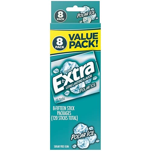 EXTRA Polar Ice Sugar Free Gum Back To School Chewing Gum- 8 Bulk Gum Pack (120 ct)