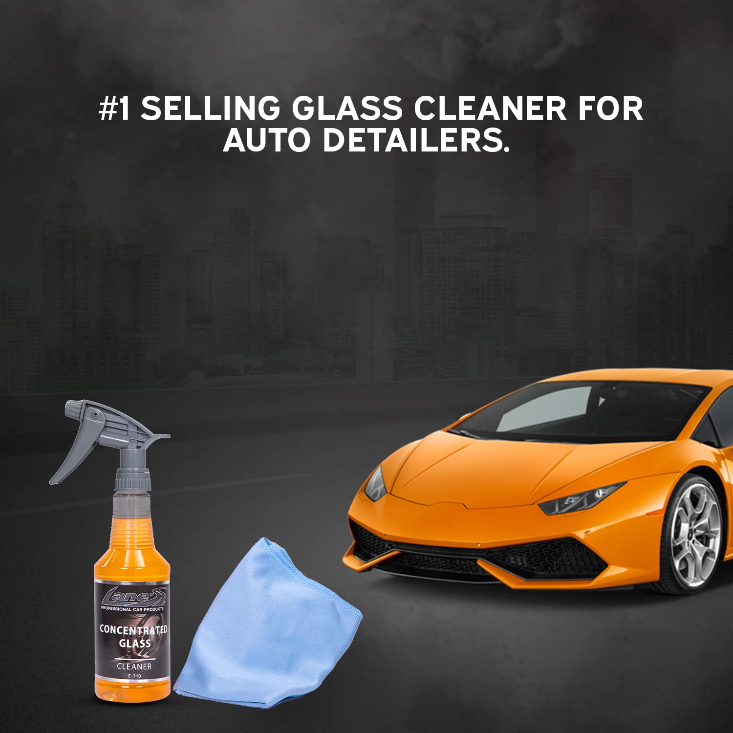 LANE'S Glass Cleaner & Towel Kit - Concentrated Glass Cleaner, Streak Free Formula - Corduroy Window Glass Towel (16 OZ)