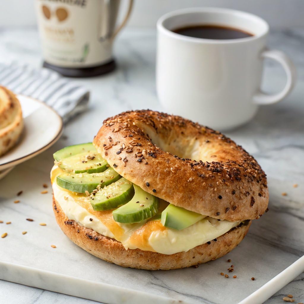 Amazon Fresh Brand, Everything Pre Sliced Bagels, 21 Oz, 6 Count