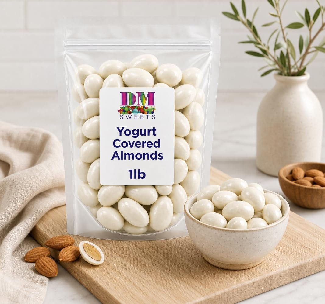 Yogurt Covered Almonds - 1 lb of White Sweet Yogurt Dipped Fresh Almonds