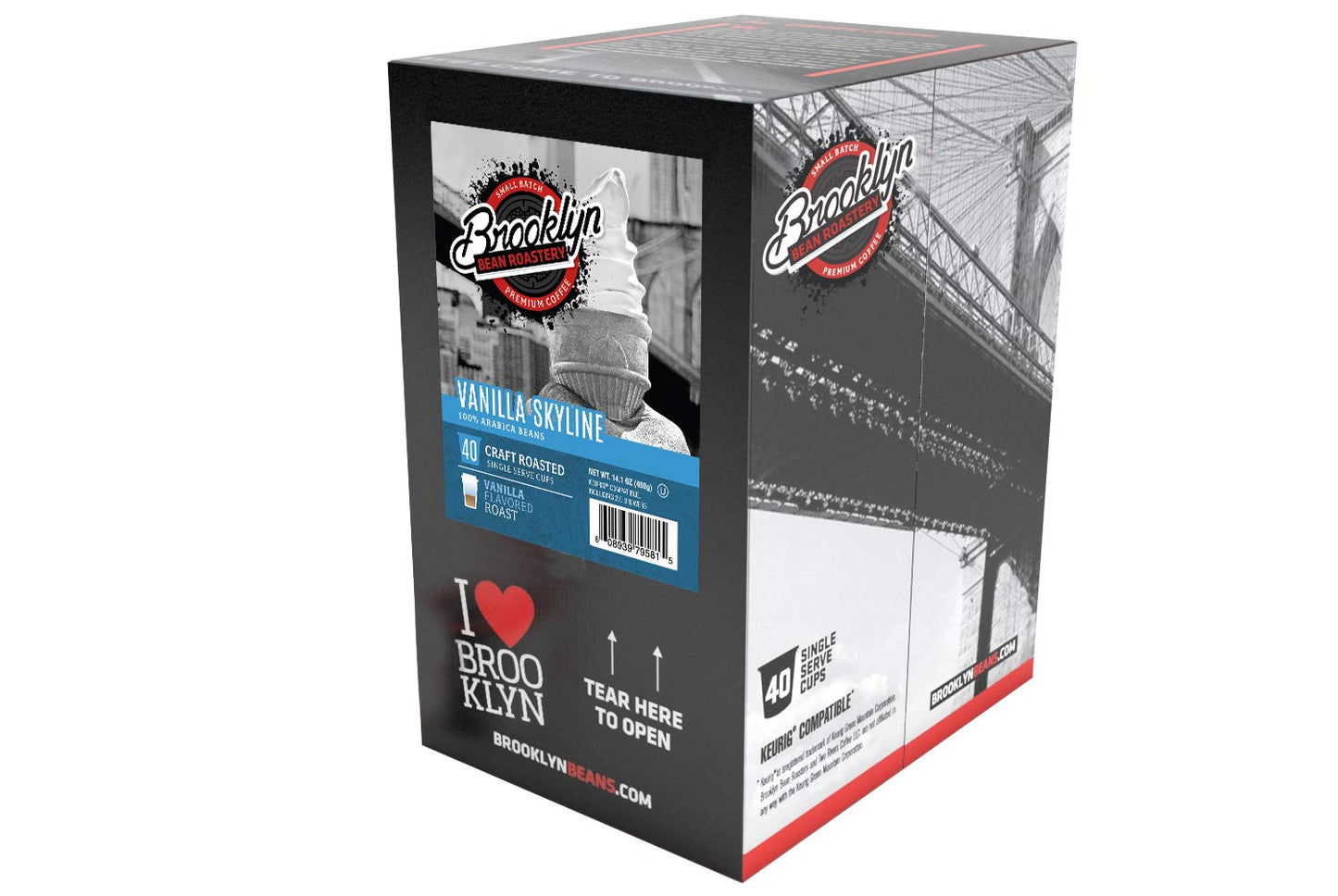 Brooklyn Beans Vanilla Skyline Gourmet Coffee Pods - Compatible with Keurig K Cup Brewers Including 2.0 Machines, 40 Count, Rich and Creamy Vanilla