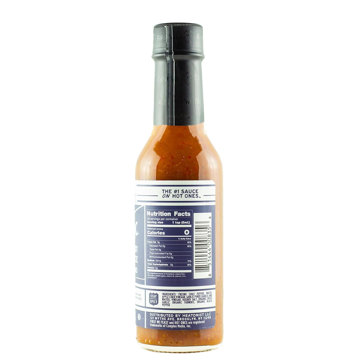 Hot Ones The Classic Garlic Fresno Edition Hot Sauce Made With Natural Ingredients & Bold Flavors From Fresno Chile Peppers & Extra Garlic, 5 fl oz