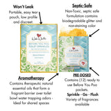 Wabi Whiffs On-the-Go Toilet Sprinkles Singles - Beach Front (12 Count) | Natural Bathroom Deodorizer | Odor Eliminator Packets for Freshness