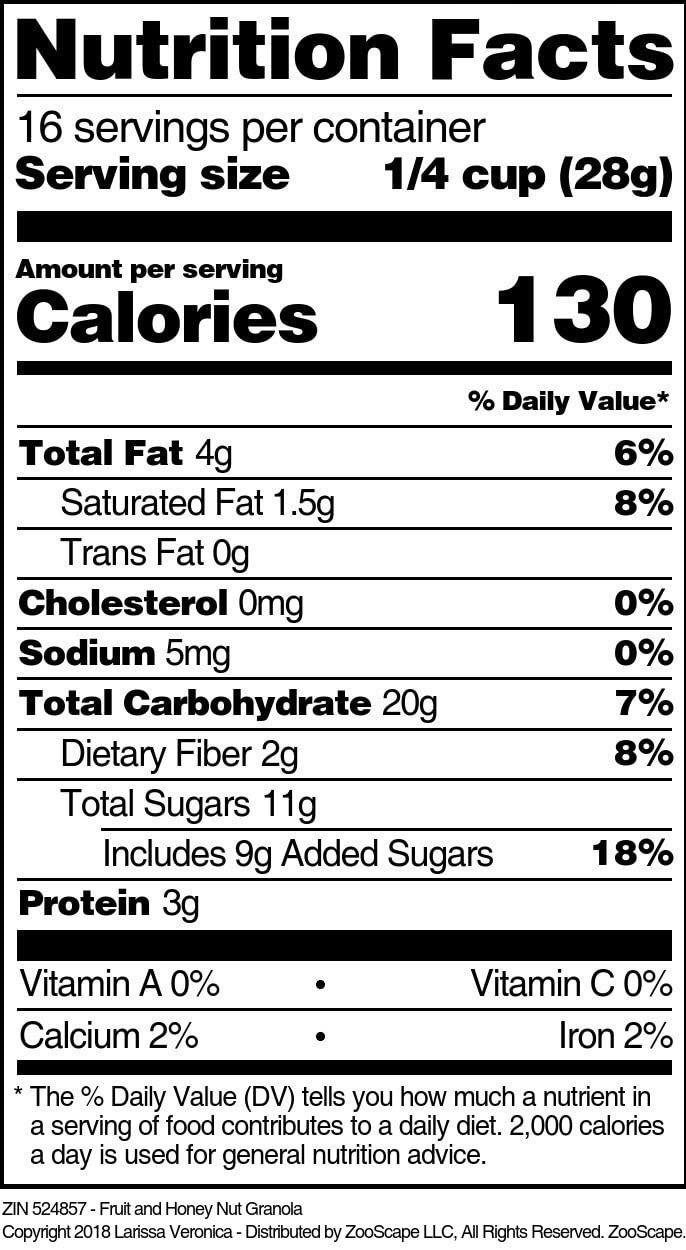 Fruit and Honey Nut Granola (16 oz, ZIN: 524857)