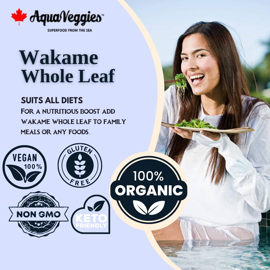 Organic Whole Leaf Wakame (Alaria) - Wild Atlantic Dried Seaweed - Ideal for Miso Soup, Salads, Ramen & Broth - Vegan, Keto, Paleo, Gluten-Free