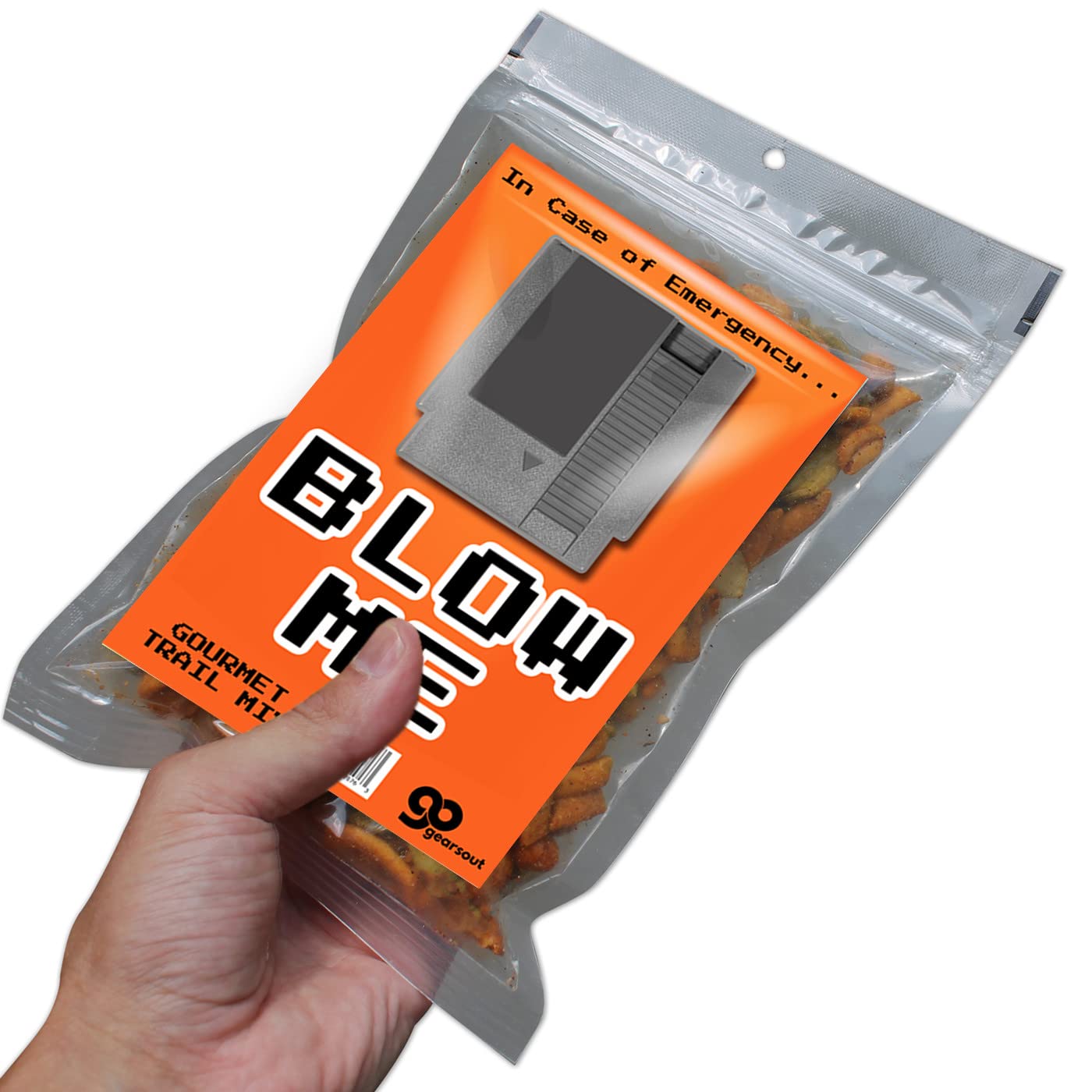Blow Me Snack Mix - Nostalgia Gifts for Old School Gamers - Funny Vintage Game Cartridge 80s 90s Gen X Millennial Stocking Stuffers Unisex White