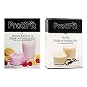 PROTIFIT - High Protein Lemon Raspberry & Vanilla Pudding & Shake Mix 2 Pack, 15g Protein, Low Calorie, Low Fat, Low Carb, Aspartame Free, Idea