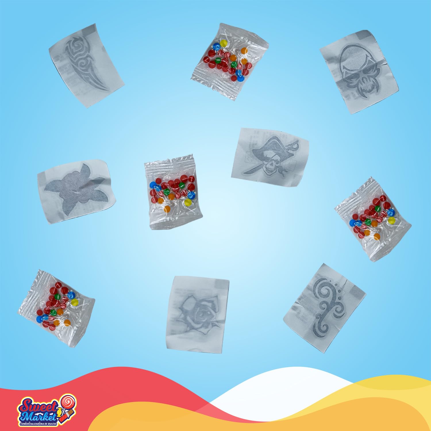 HUEVO DINO SORPRESA + TATTOO | Candy mix with a toy (50 pieces)