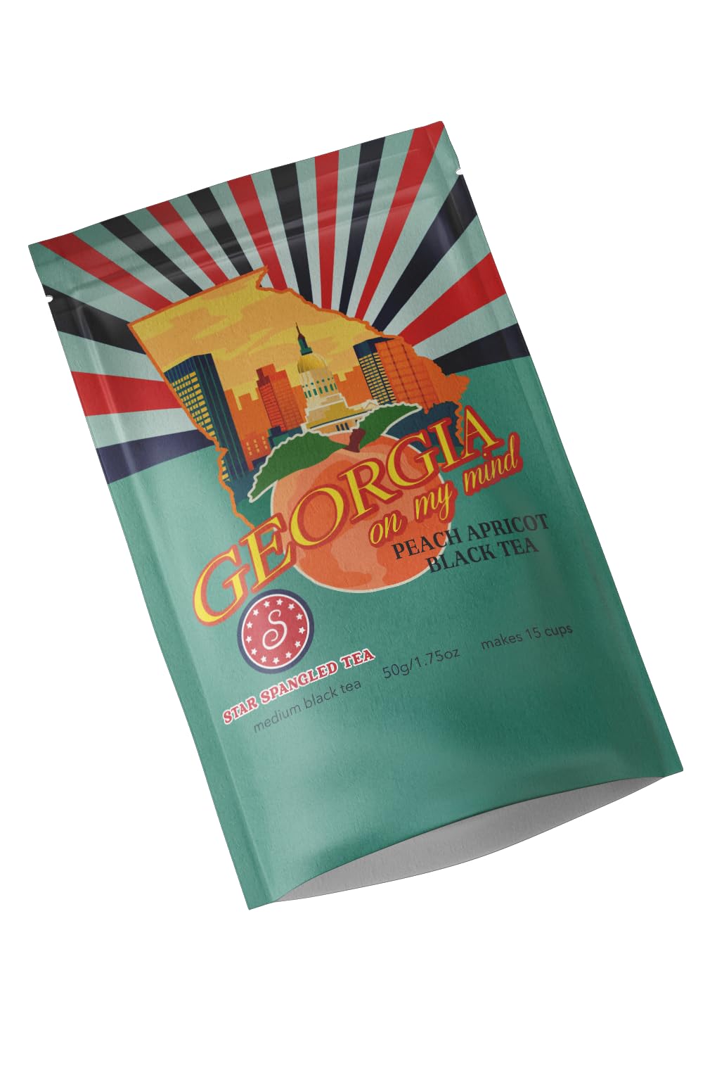 Star Spangled Tea Georgia Peach Apricot, Medium Black Tea, American Tea Blend With Peach and Apricot Tasting Notes, Helps Supports Veterans and First