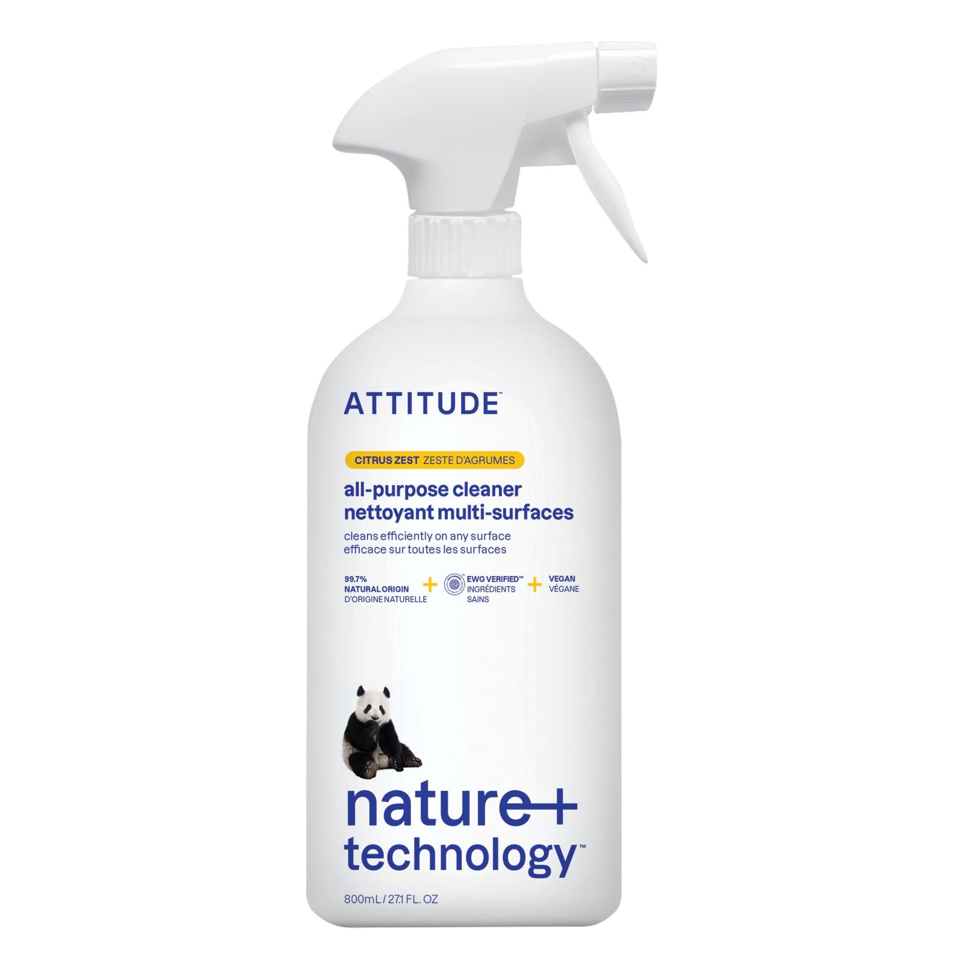 ATTITUDE All Purpose Cleaner Spray, EWG Verified, Vegan, Made with 94% Plant-Based Ingredients, Streak-Free for Kitchen, Bathroom, Glass & More