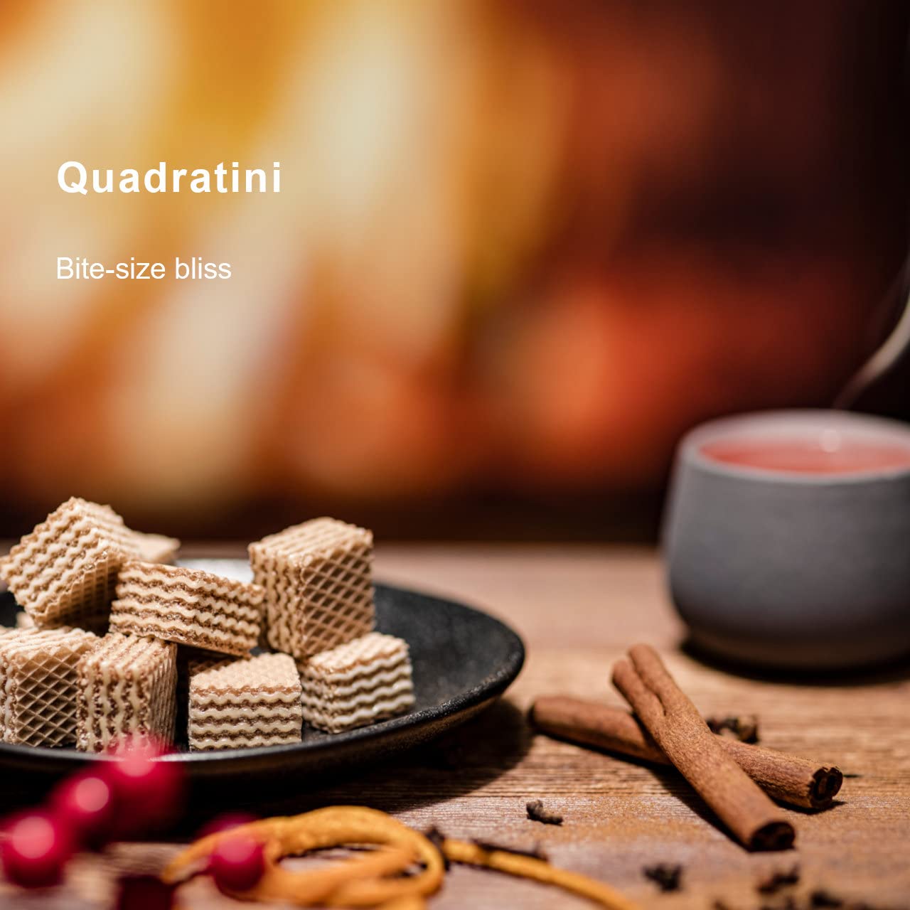 Loacker Quadratini Lemon bitebite-size Wafer Cookies| LARGE Pack of 1 | Crispy Wafers with 4 creamy layers of finest Cinnamon cream filling | great