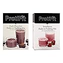 PROTIFIT - High Protein Dark Chocolate & Strawberry Pudding & Shake Mix 2 Pack, 15g Protein, Low Calorie, Low Fat, Low Carb, Aspartame Free, Idea