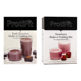 PROTIFIT - High Protein Dark Chocolate & Strawberry Pudding & Shake Mix 2 Pack, 15g Protein, Low Calorie, Low Fat, Low Carb, Aspartame Free, Idea