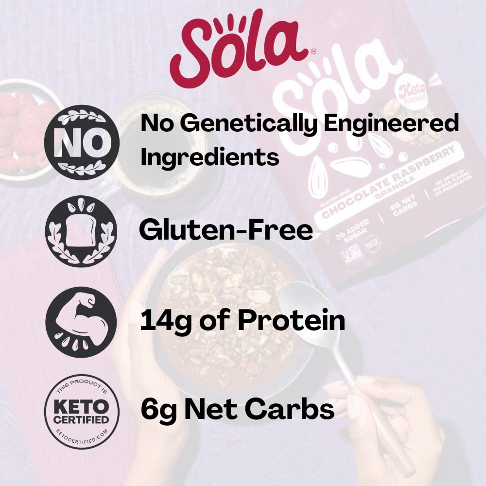 SOLA Granola, Low Carbs, Gluten free (Chocolate Raspberry, 11 Ounce (Pack of 1))
