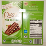 Choceur Milk Chocolate with Whole Roasted Hazelnuts 7.10oz 200g (Two Bars)
