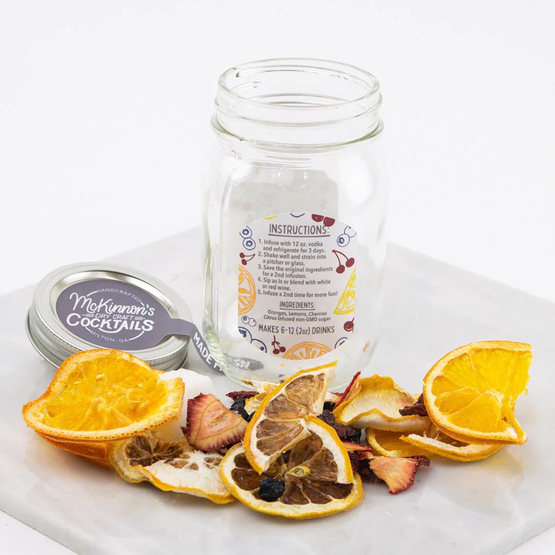 McKinnon’s Dry Craft Cocktails Dehydrated Fruits and Herbs, DIY Mixology, Infusion Kit, Mason Jar Serves 8 - 16 Drinks (Sangria, 1 Jar)