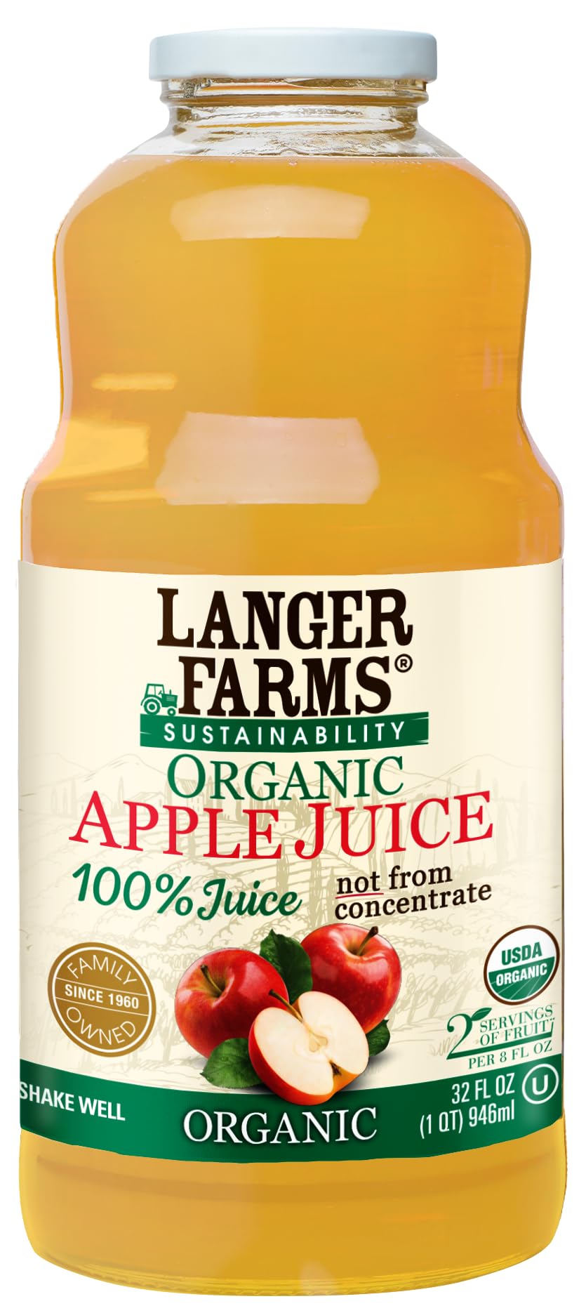 Langer Farms Organic Apple Juice, Not from Concentrate, 100% Juice, 32fl oz