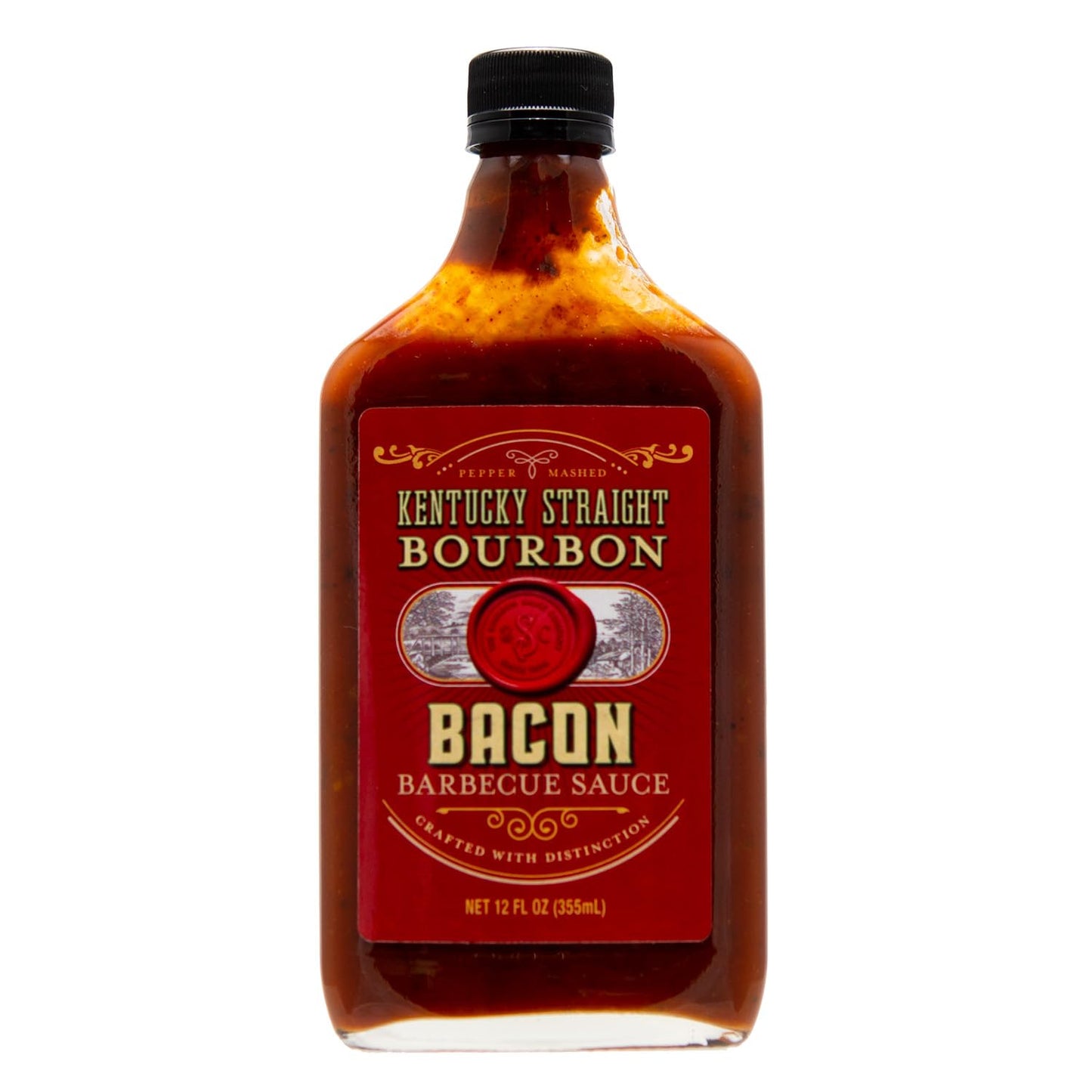 Kentucky Straight Bourbon Barbecue Sauce Bacon | | Perfect for Grilling | Condiment for Chicken, Ribs, Veggies | Rich & Savory Flavor | 12 Fl Oz