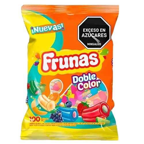 Frunas Doble Color - 100 Units Bag - Chewy Fruit-Flavored Candy