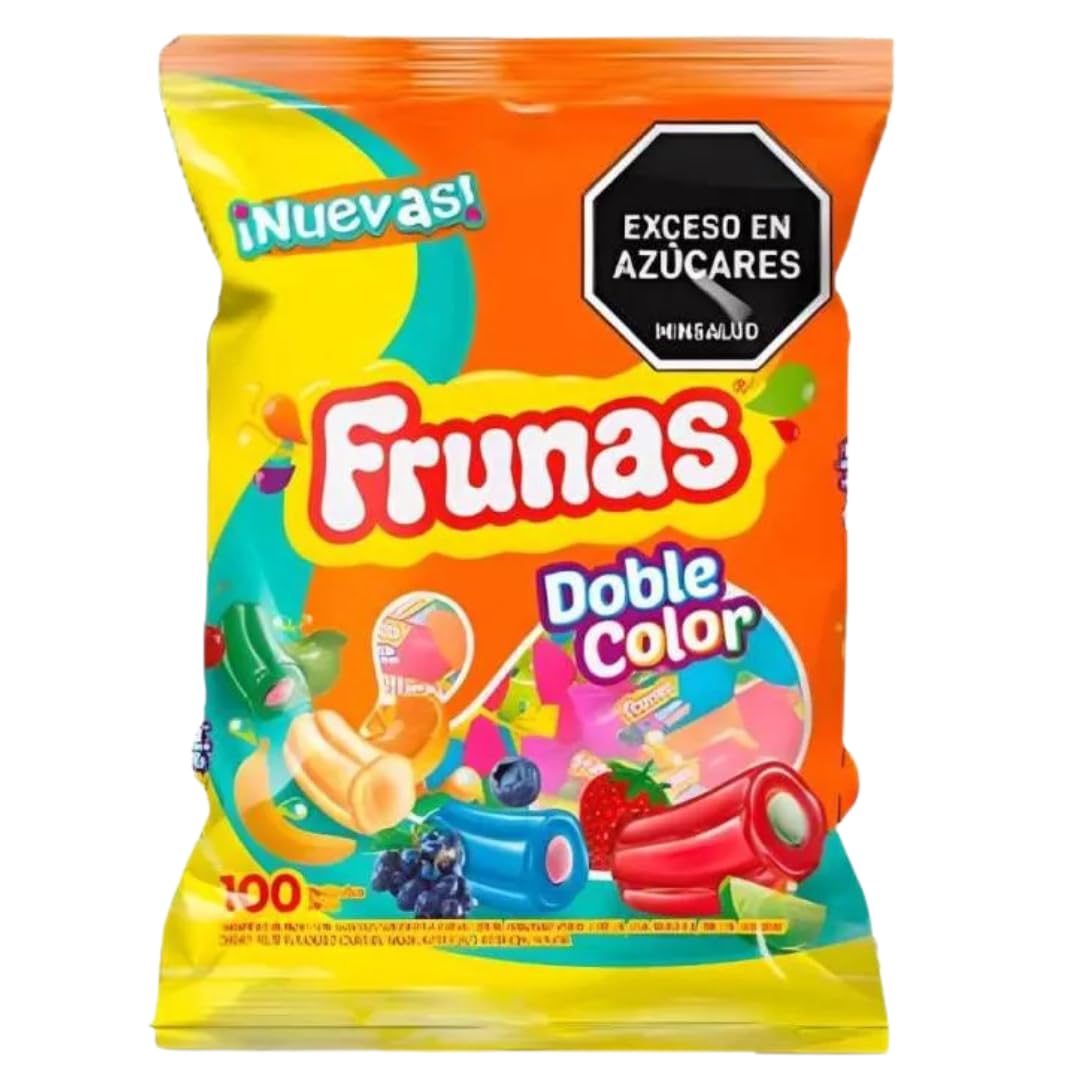 Frunas Doble Color - 100 Units Bag - Chewy Fruit-Flavored Candy