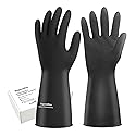 Exprosiflux Heavy-Duty Thick Rubber Cleaning Gloves - 3 Pairs of Extra-Large Black Reusable Waterproof Non-Slip Gloves for Dishwashing and Kitchen