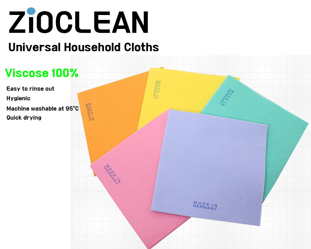 ZIOCLEAN 15 Pack German Universal Household Color Dish Cloths inch,Wide Size Machine Washable Super Absorbent, Drying Non-Woven Fabric Viscose Kitchen