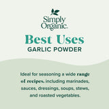 Simply Organic Garlic Powder, 3.64-Ounce Jar, Pure A-Grade Organic Garlic, Dried & Ground, Kosher, No ETO, Non GMO