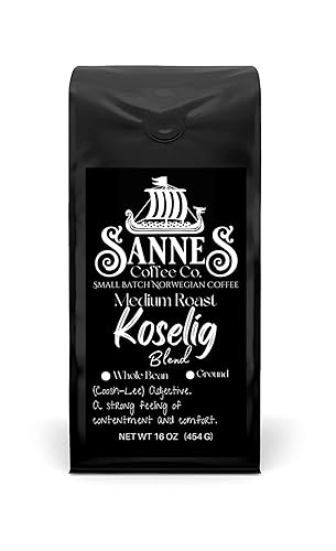 Sannes Coffee Co. Norwegian Coffee-Koselig Blend Medium Roast-Smooth Never Bitter-resealable Bag (Ground, 8 oz)