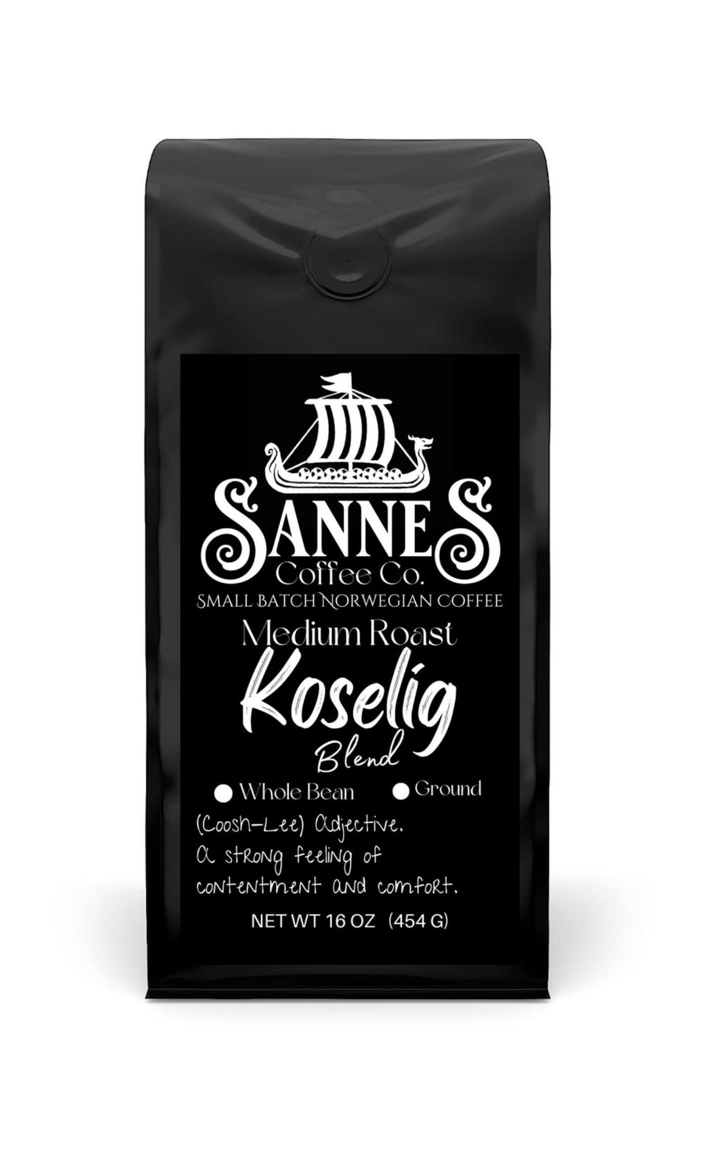 Sannes Coffee Co. Norwegian Coffee-Koselig Blend Medium Roast-Smooth Never Bitter-resealable Bag (Ground, 8 oz)