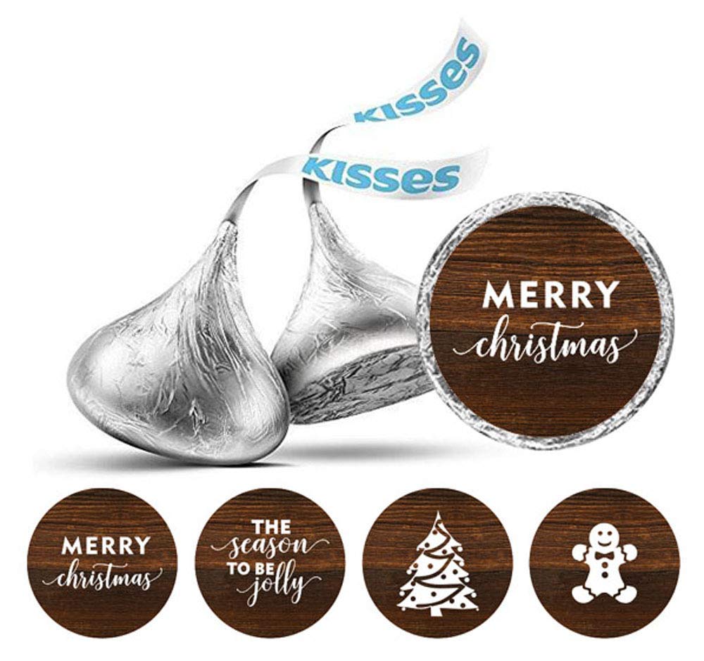 Darling Souvenir 190 Pieces Brown Christmas Party Chocolate Drop Labels - Self-Adhesive Mini Candy Wrappers for Merry Xmas Favors & Decorations, DIY