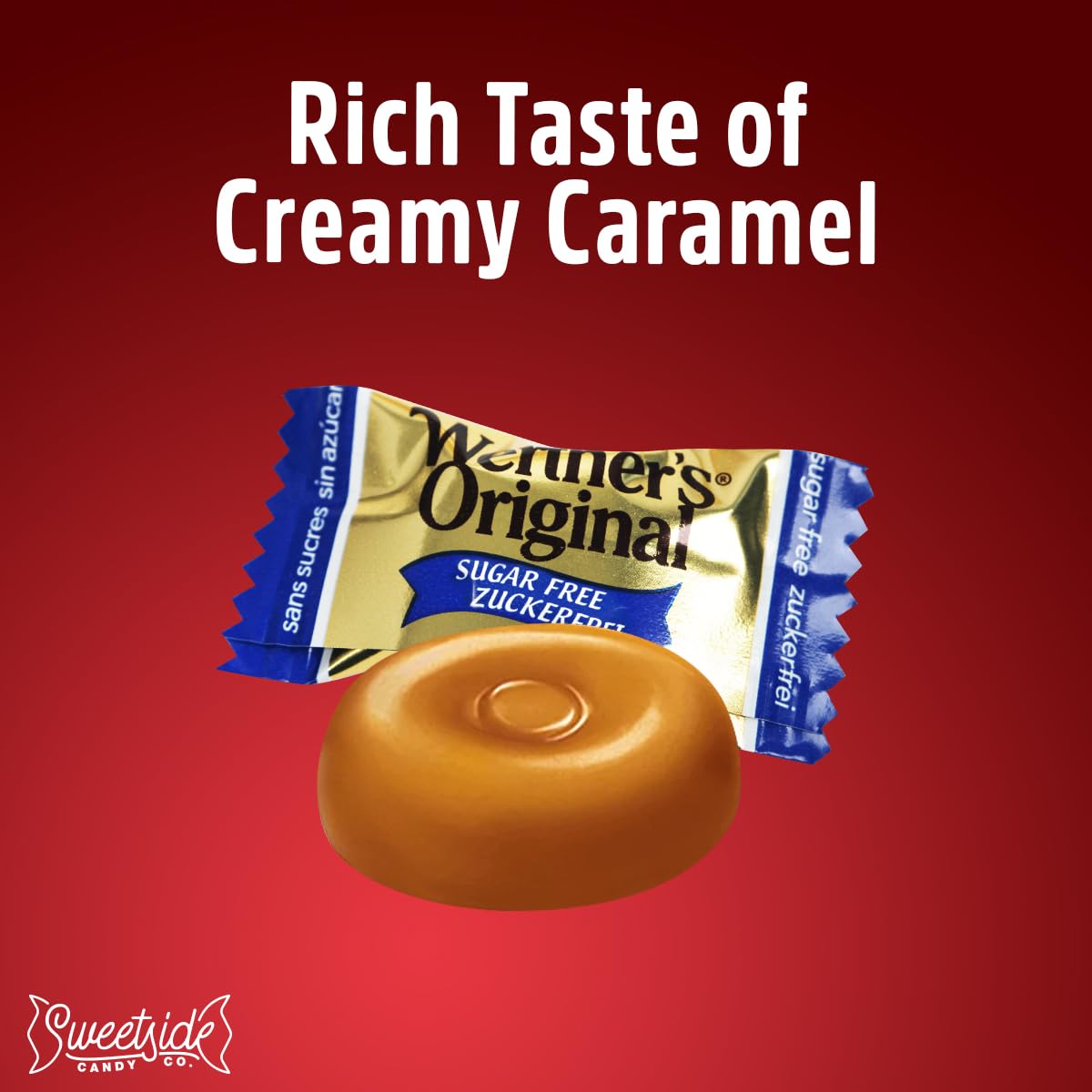 Original Caramel Hard Candies, 2 Pack of Individually Wrapped Sugar Free Hard Candy 7.7oz Each, Ideal Hard Candy for Holiday Treats, Perfect Caramel