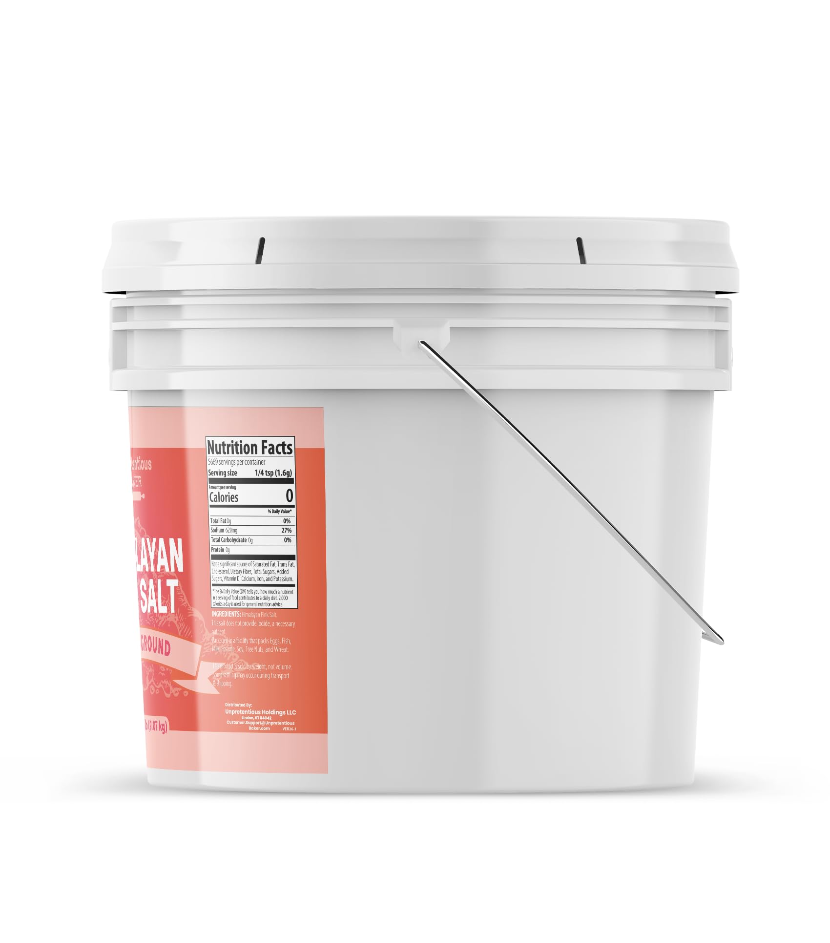 Unpretentious Himalayan Pink Salt, 2 Gallon Bucket, Pure Ground Salt, Resealable Bucket, Medium & Fine Grain