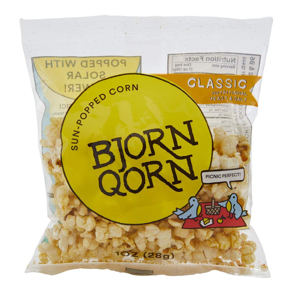 BjornQorn Mini Bag 30-Pack (Classic) Popcorn - Vegan & Gluten Free - Savory, Cheesy, Umami - (30 1oz bags)