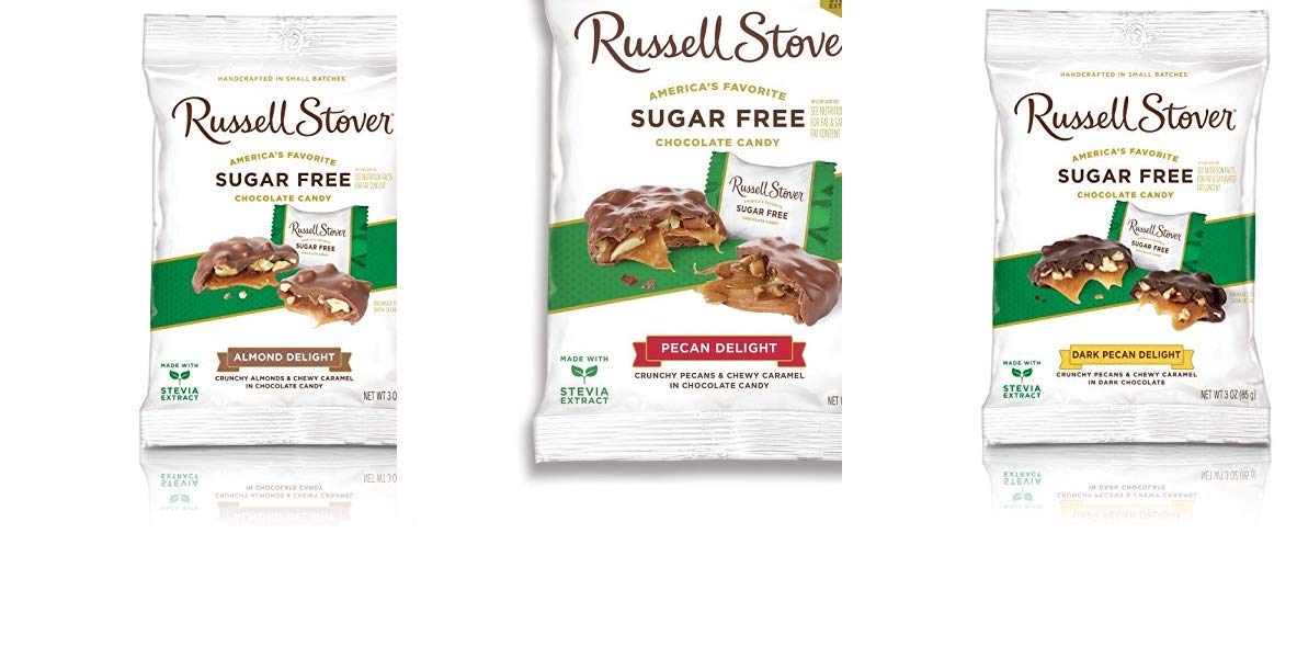 3 pack Sugar Free Pecan Delights/Almond Delight/Dark Chocolate Pecan, 3 oz each
