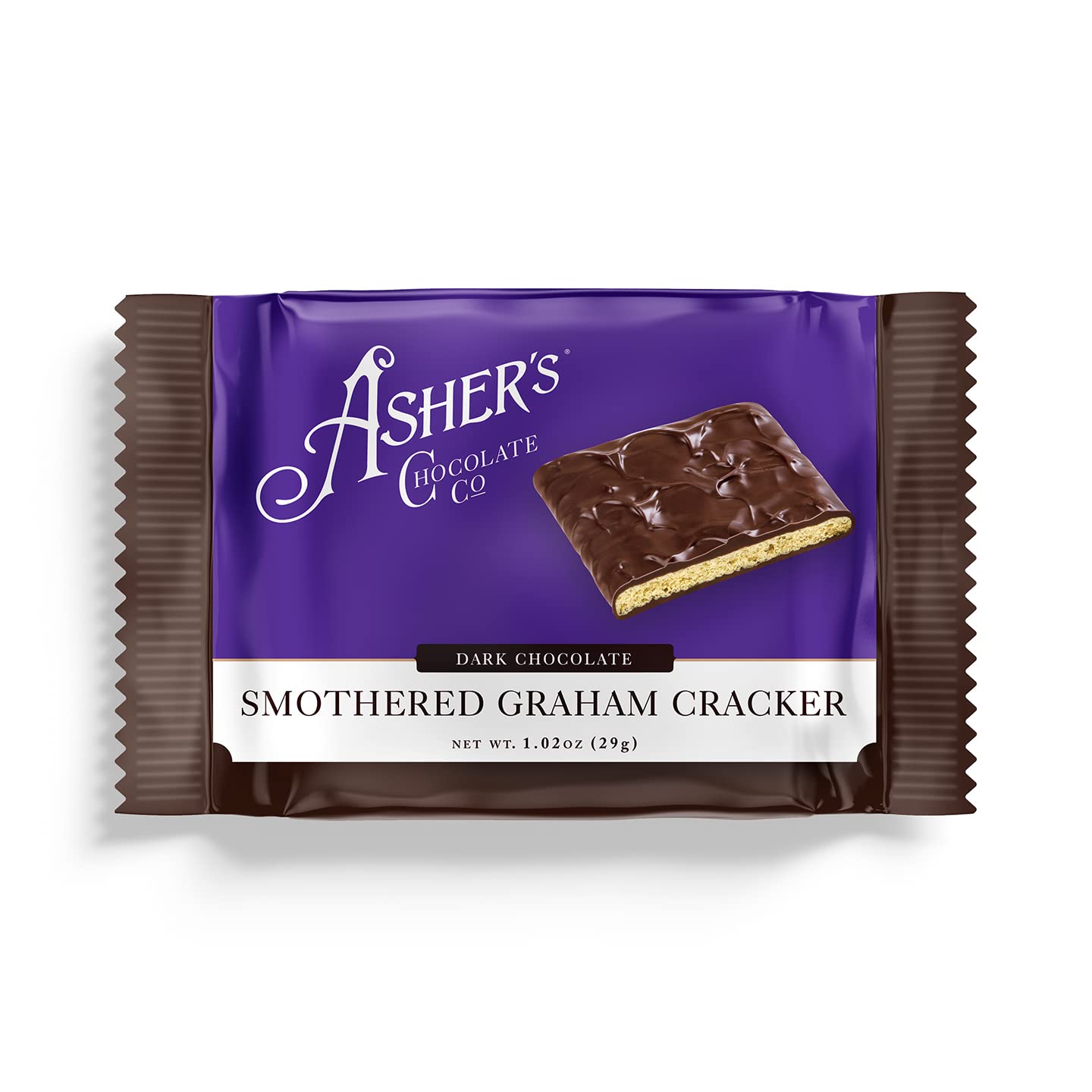 Asher's Chocolates, Chocolate Covered Grahams, Gourmet Sweet and Salty Candy, Individually Wrapped Snack, Family Owned Since 1892 (Dark Chocolate, 18