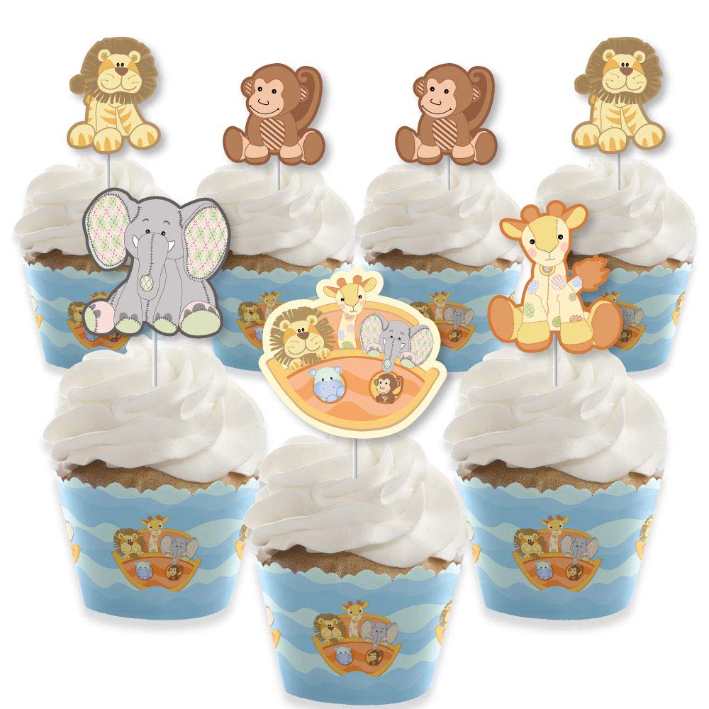 Big Dot of Happiness Noah’s Ark - Cupcake Decoration - Baby Shower Cupcake Wrappers and Treat Picks Kit - Set of 24