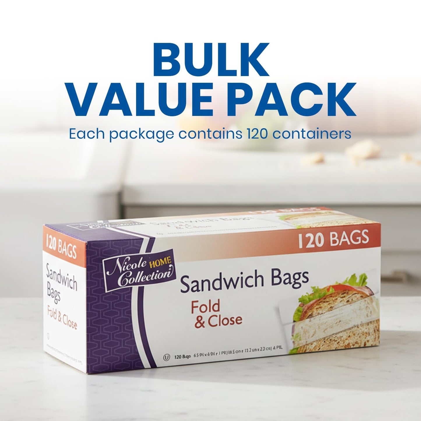 Premium Clear Plastic Flip-Top Sandwich Container - 6.5" x 6" (120 Pc) - Durable & Leakproof Lunch Storage Solution - Perfect for Home, School, or