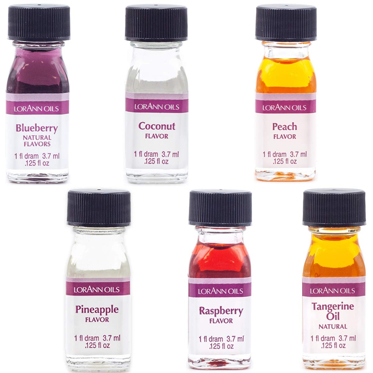 LorAnn Super-Strength Pack #1 6 Fruity Flavors in dram bottles (.0125 fl oz - 3.7ml)