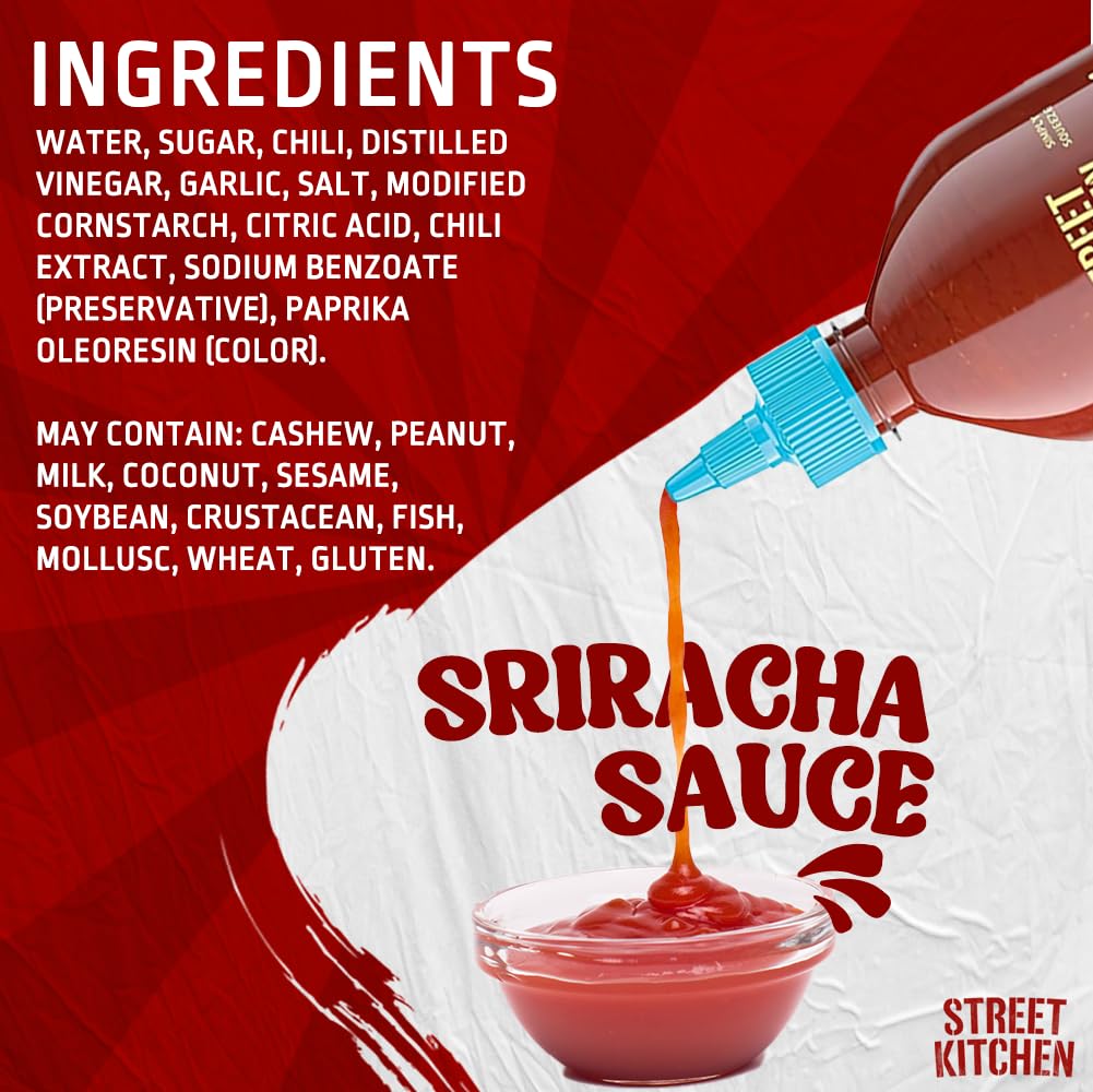 Street Kitchen Sriracha Sauce | Authentic Thai-Style Hot Sauce | Bold Garlic & Chili Flavor | Non-GMO Ingredients | No Artificial Flavors or