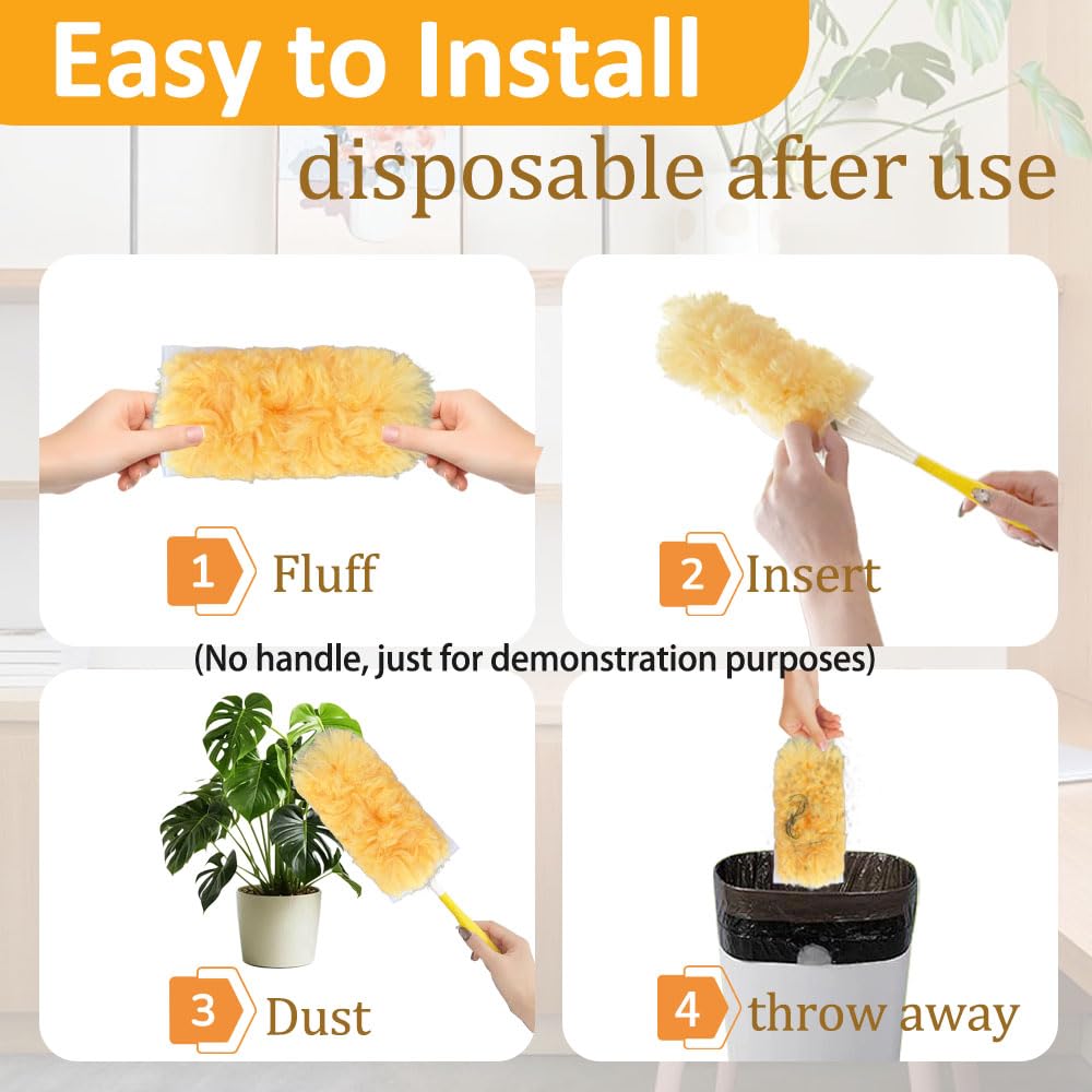 30Pack Heavy Duty Duster Refills?No Handle?, Unscented Disposable Dusters Refill Kit for Cleaning Dusting Furniture Blind Ceiling Fan