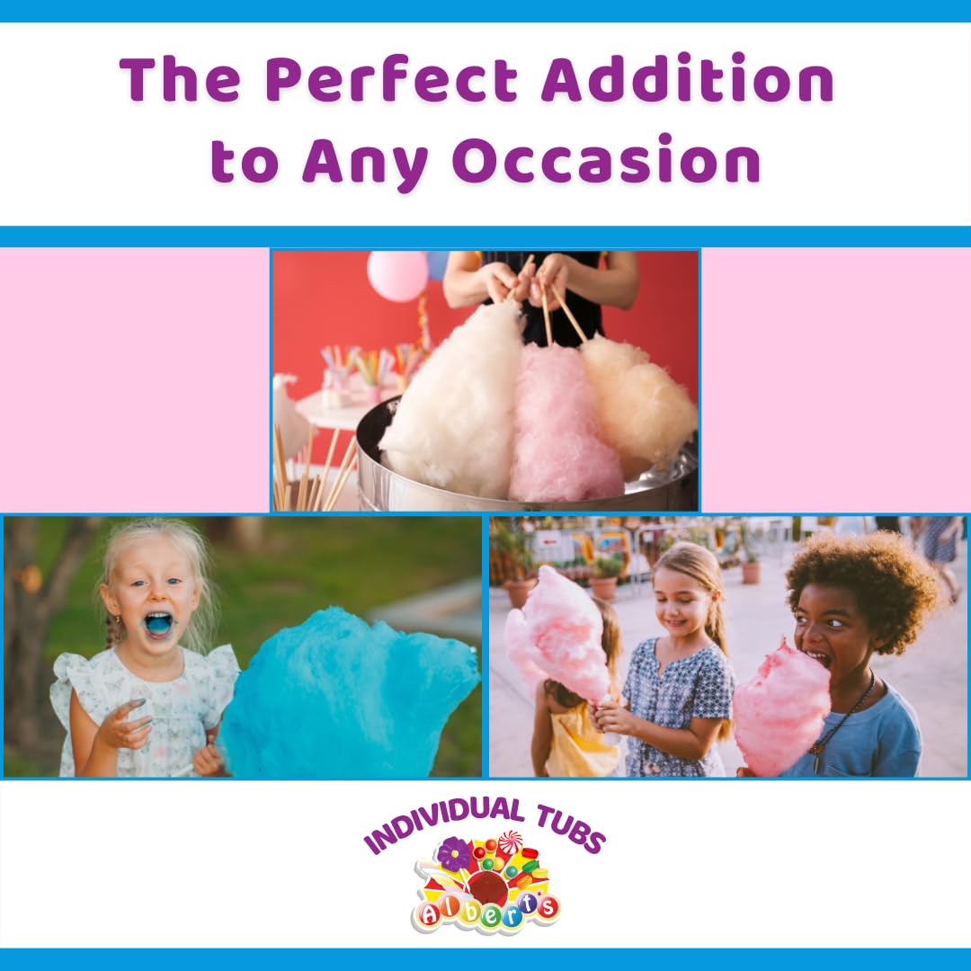 Albert's Caribbean Blue Cotton Candy - 12 Pack - Fluffy Blueberry Sweet Treat - Resealable Tubs - Perfect for Parties & Events