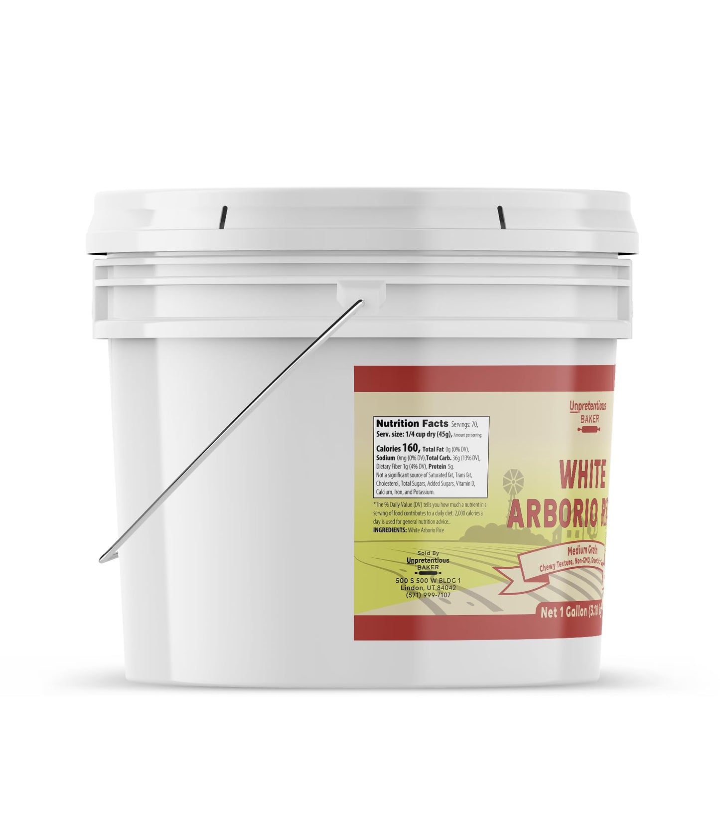 Unpretentious White Arborio Rice, 1 Gallon, Italian Risotto, Rice Pudding, Creamy Rice, Bulk Size Container