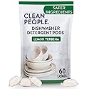 The Clean People Dishwasher Pods - Cuts Grease & Rinses Sparkling Clean - Residue-Free - Phosphate Free Dishwashing Pods (60 Count, Lemon Verbena)