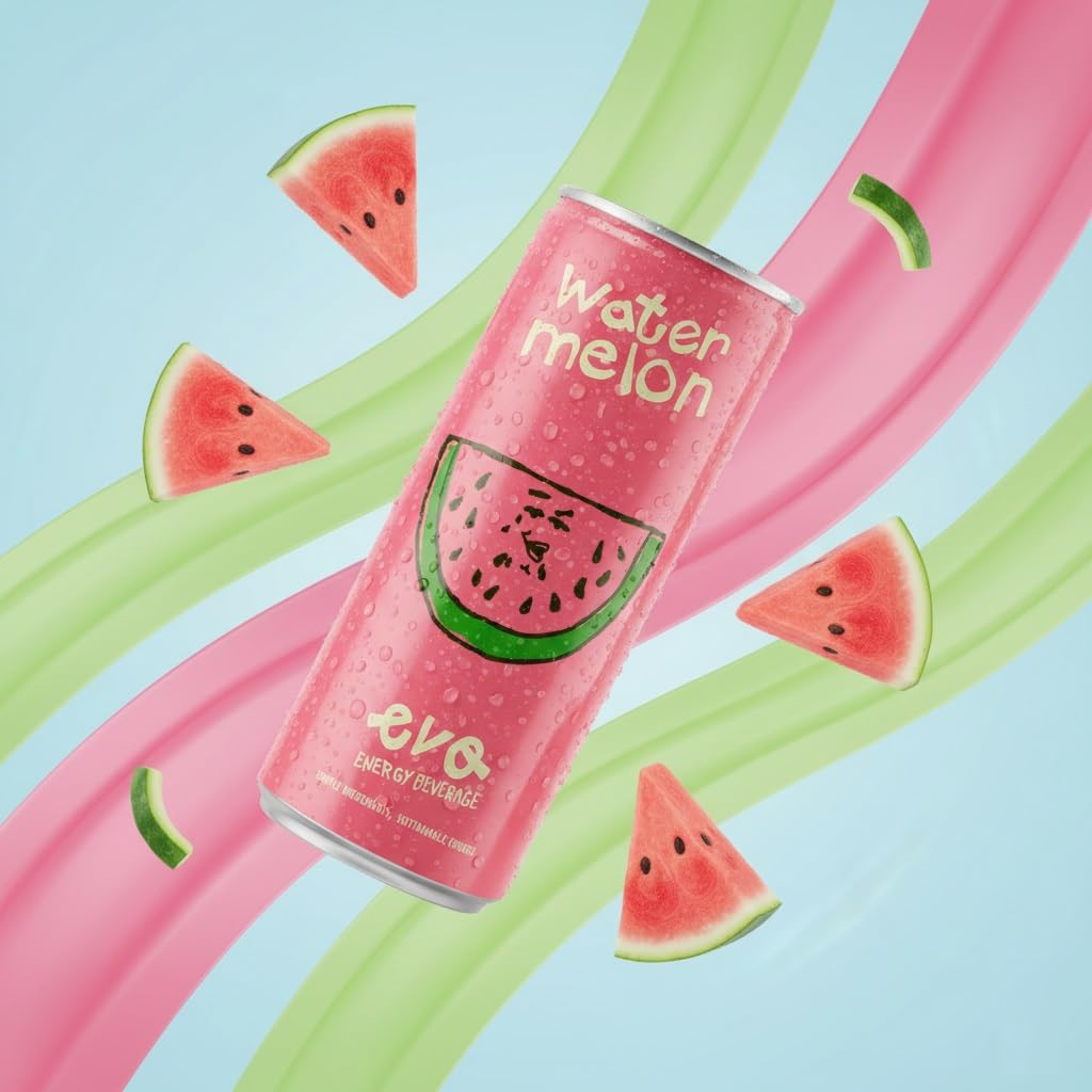 Evo Energy Beverage Watermelon Natural Juice Drink with Vitamin C, Electrolytes & Antioxidants, Energy drink Low-Calorie, Zero Cholesterol Sweet