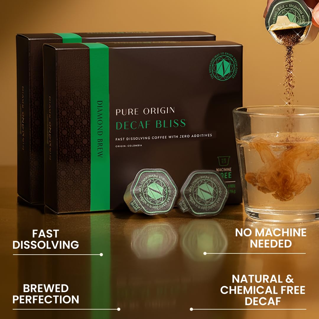 Luxury Instant Espresso - Decaf, Hot or Iced Instant Coffees, Cold Brew Coffee, Double Shot Espresso, 12 Count, 100% Arabica, Sugar Free, No Additives