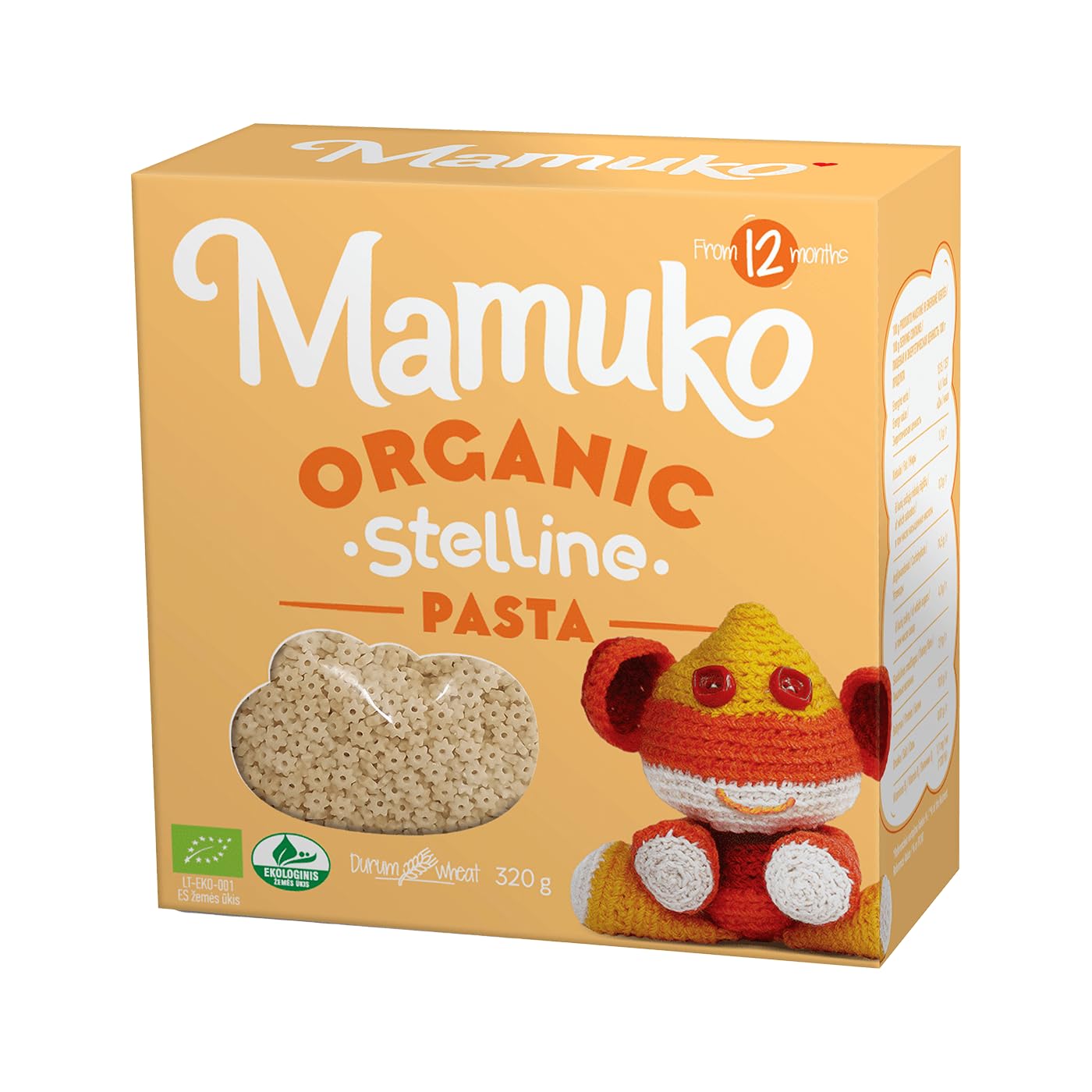 Mamuko Organic The Beginning Pasta 4-Pack Variety Mix (Ditalini, Stelline, Risone, Capellini) Quick-Cook Pasta for Babies Young Children - Protein